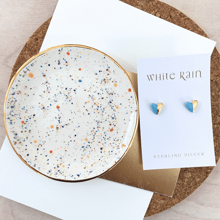 Colourful Spotty circle shaped trinket dish and earrings Gift set