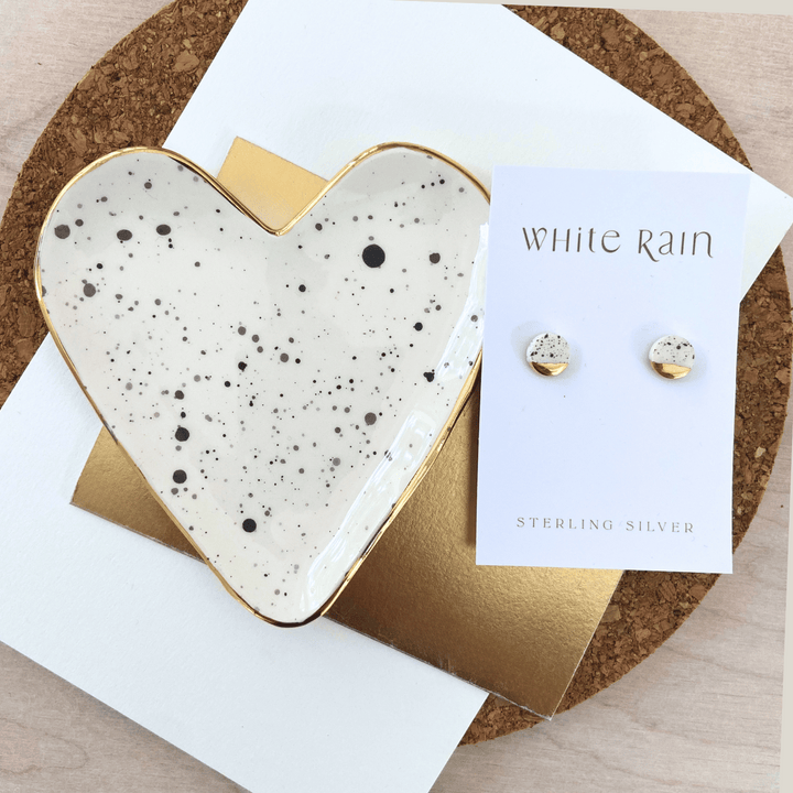 Spotty Heart shaped trinket dish and earrings Gift set