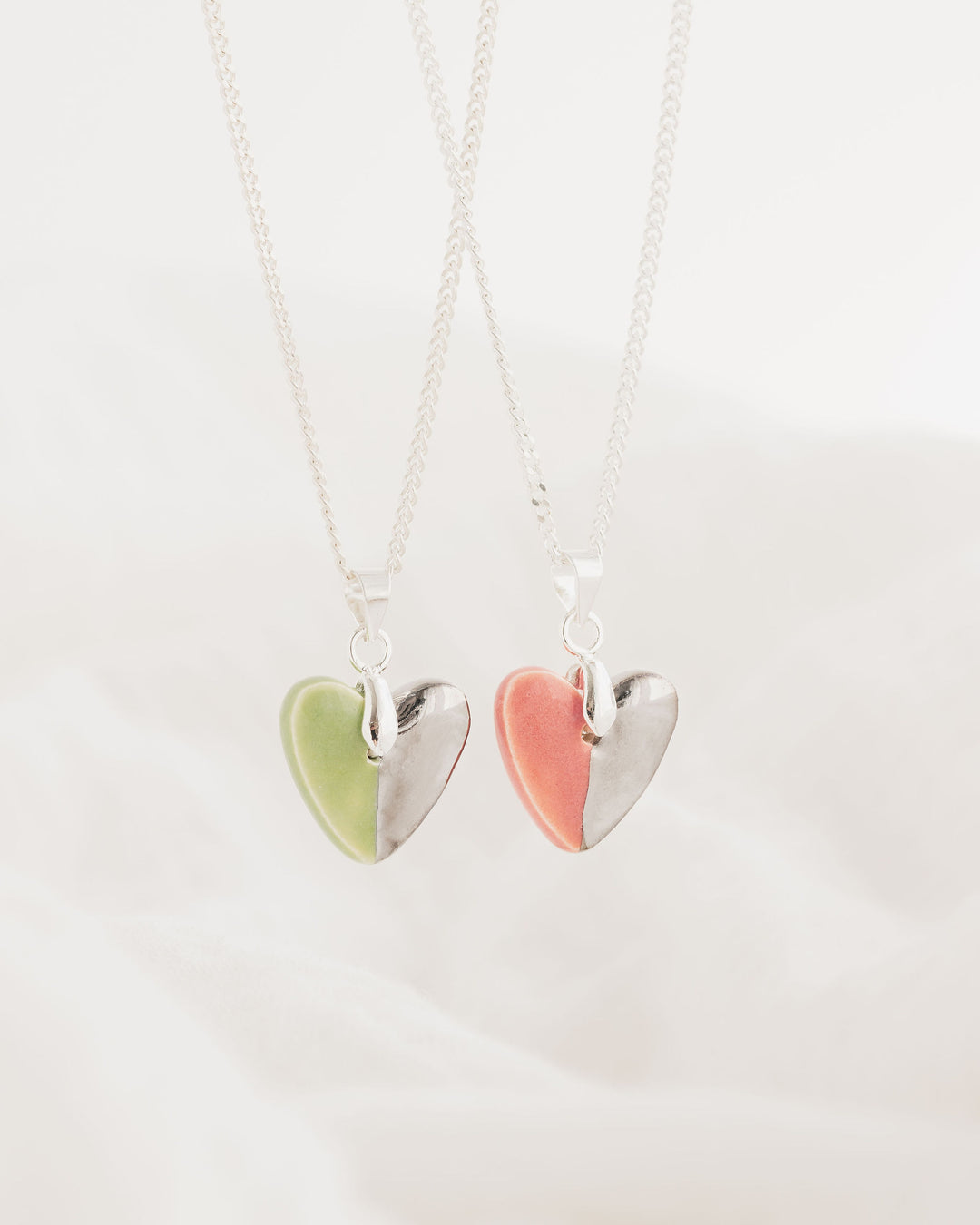 New *Summer Colours* Heart shaped Ceramic pendant necklace