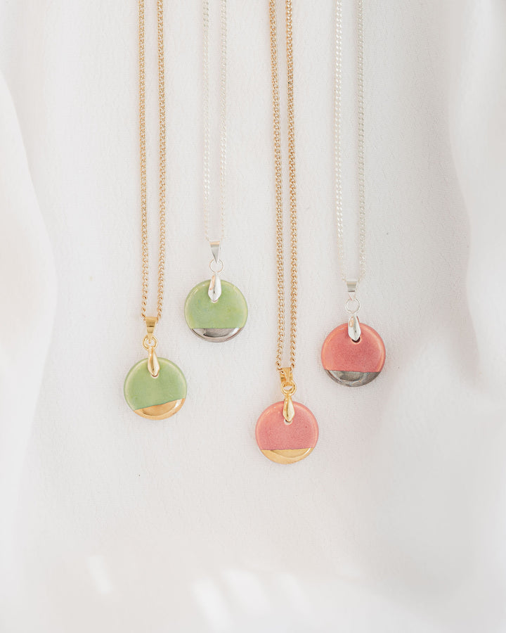 *New Summer Colours* Circle Shaped Ceramic pendant necklace