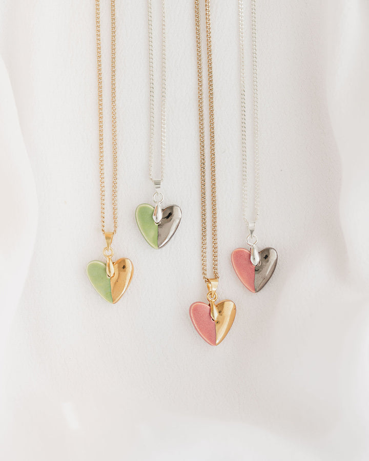 New *Summer Colours* Heart shaped Ceramic pendant necklace