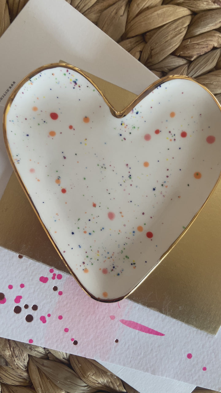 Colourful Spotty Heart Trinket dish