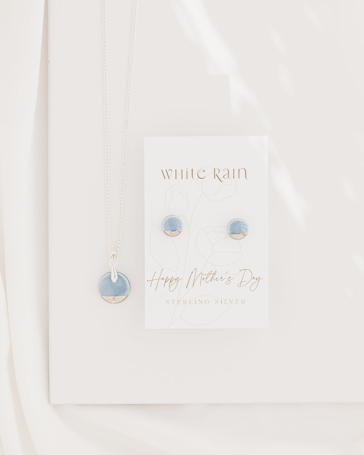 Circle shape Ceramic necklace and earrings gift set on a Happy Mother’s Day earring card