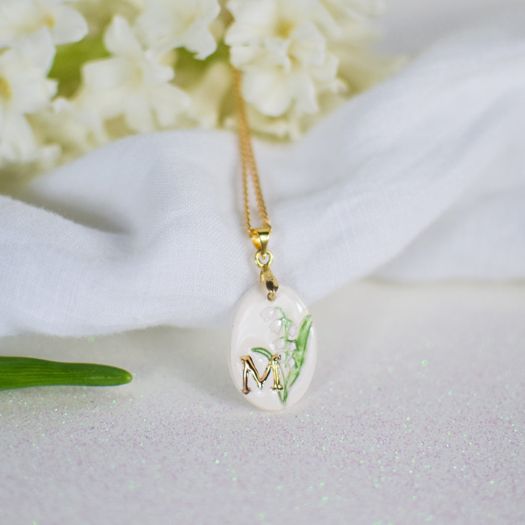 Personalised Ceramic Birth Flower necklace