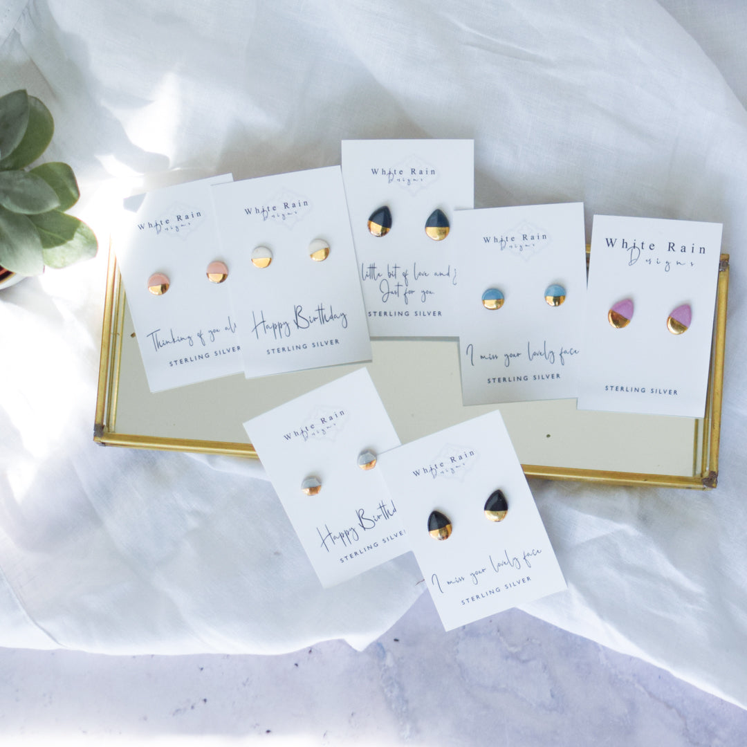 Personalised birth flower and earrings with Mothers Day earring card gift set