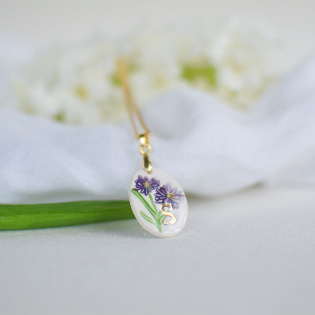 Personalised Ceramic Birth Flower necklace