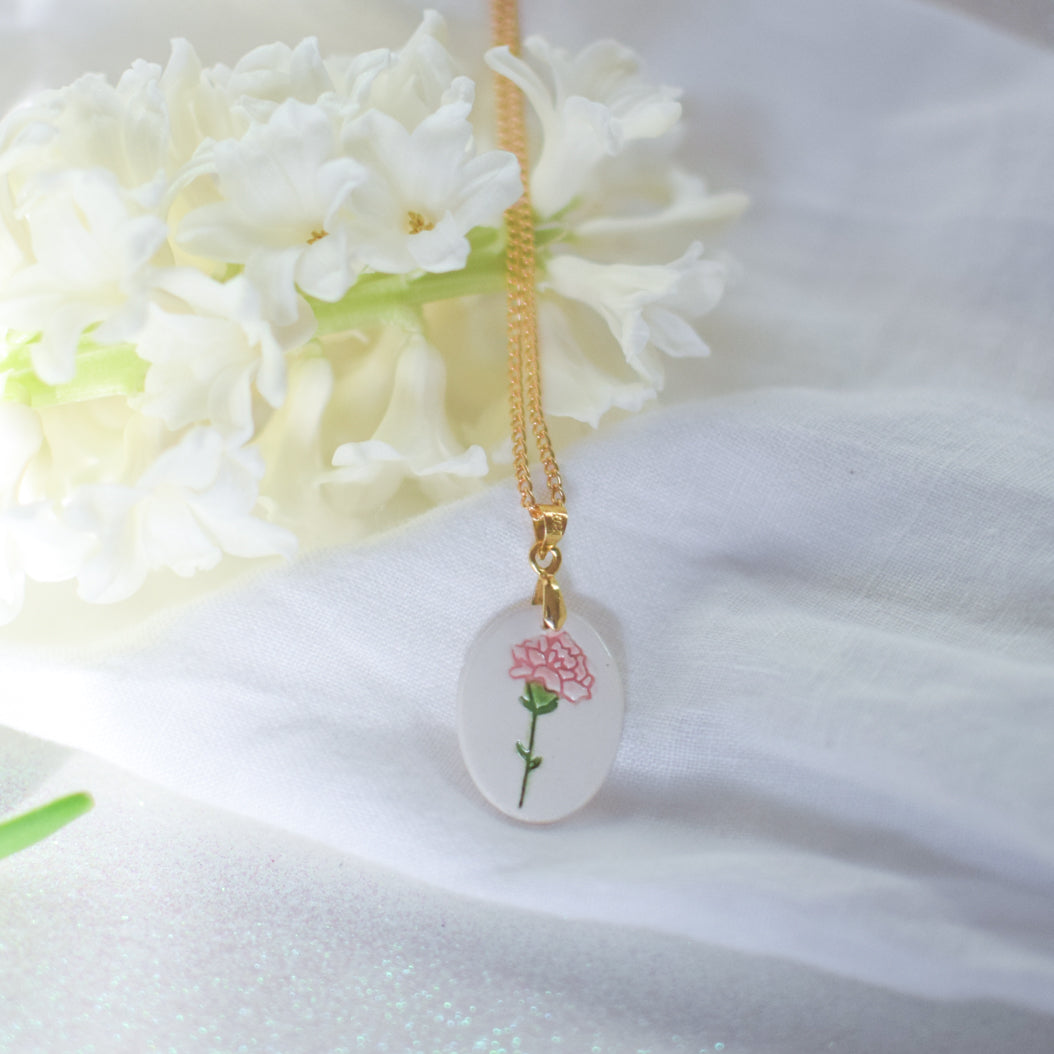 Personalised trinket dish and birth flower necklace gift set