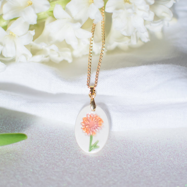 Personalised trinket dish and birth flower necklace gift set