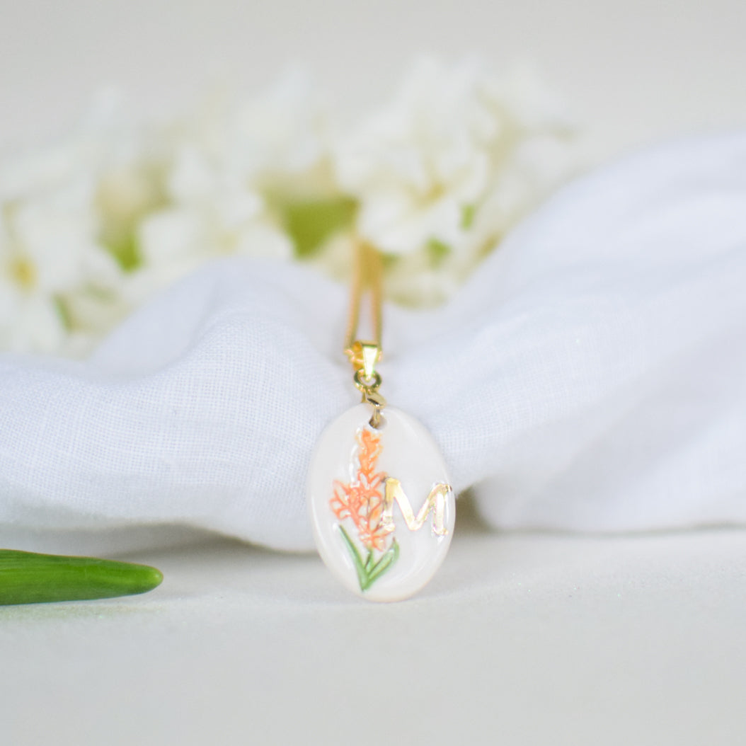 Personalised Ceramic Birth Flower necklace