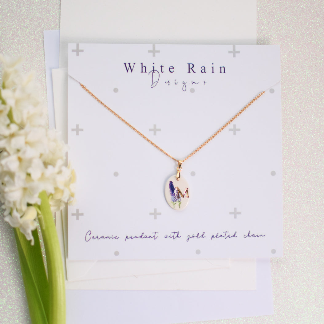 Personalised Ceramic Birth Flower necklace