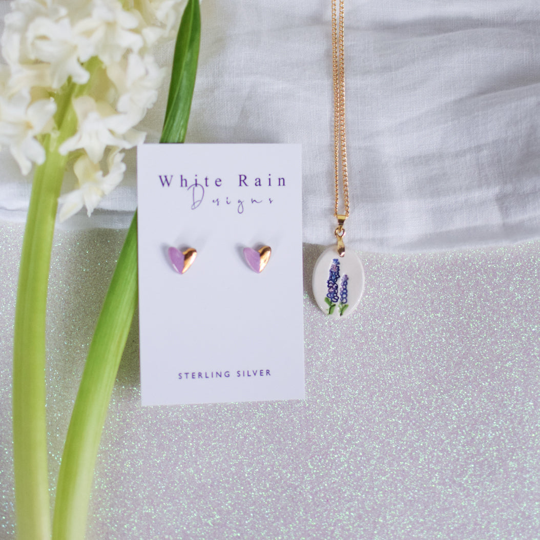 Personalised birth flower and earrings with Mothers Day earring card gift set