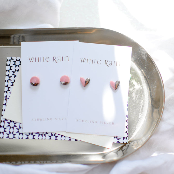 Perfectly Imperfect Studs  **SECONDS EARRING SALE** PLATINUM lustre