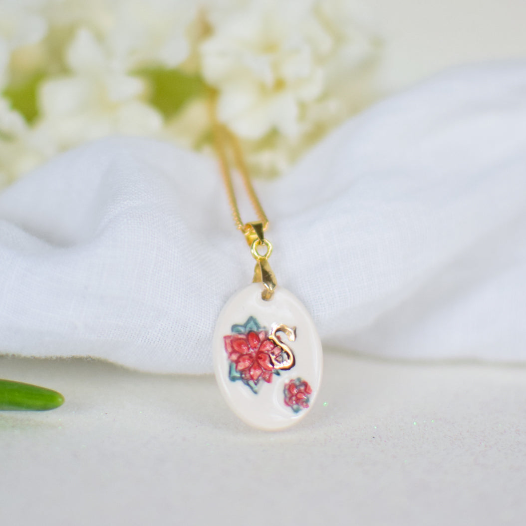 Personalised Ceramic Birth Flower necklace