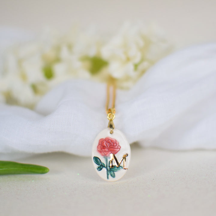 Personalised Ceramic Birth Flower necklace