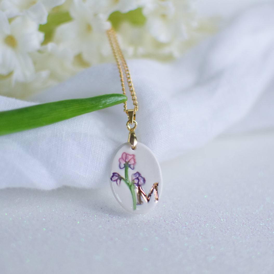 Personalised Ceramic Birth Flower necklace