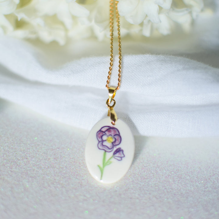 Personalised trinket dish and birth flower necklace gift set