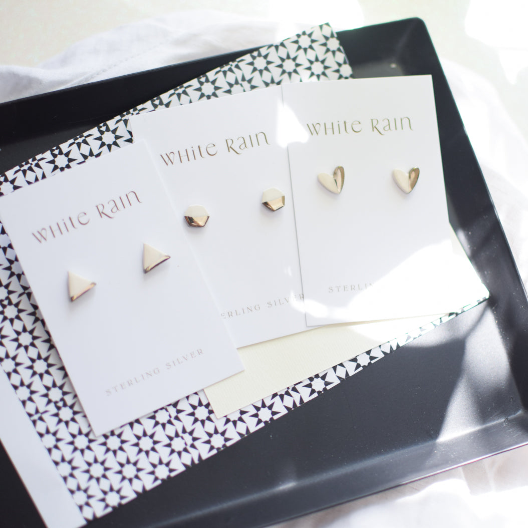 Perfectly Imperfect Studs  **SECONDS EARRING SALE** PLATINUM lustre